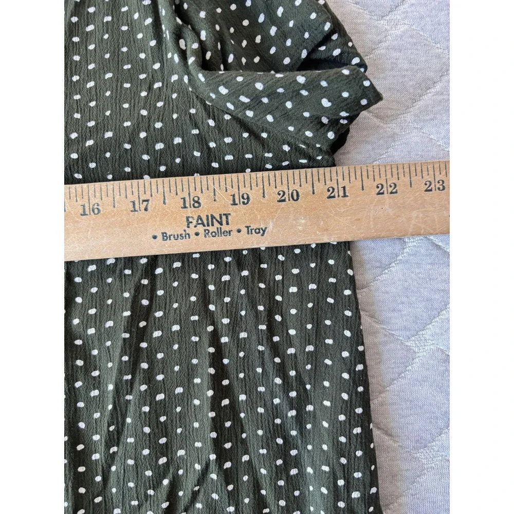 April Cornell Skirt Set Womens Medium Large Green Polka Dot Button Front Midi